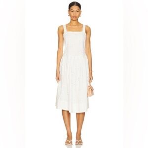 Free People Primavera White Eyelet Midi Dress NEW
